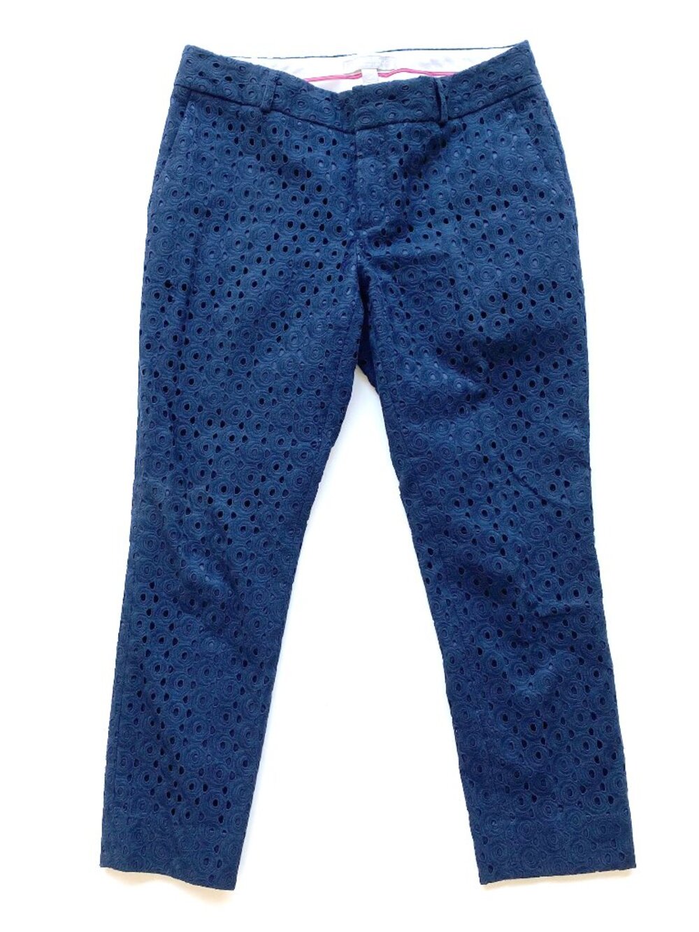 Banana Republic Islet Hampton Eyelet Cotton Ankle Pants Navy 2 Petite